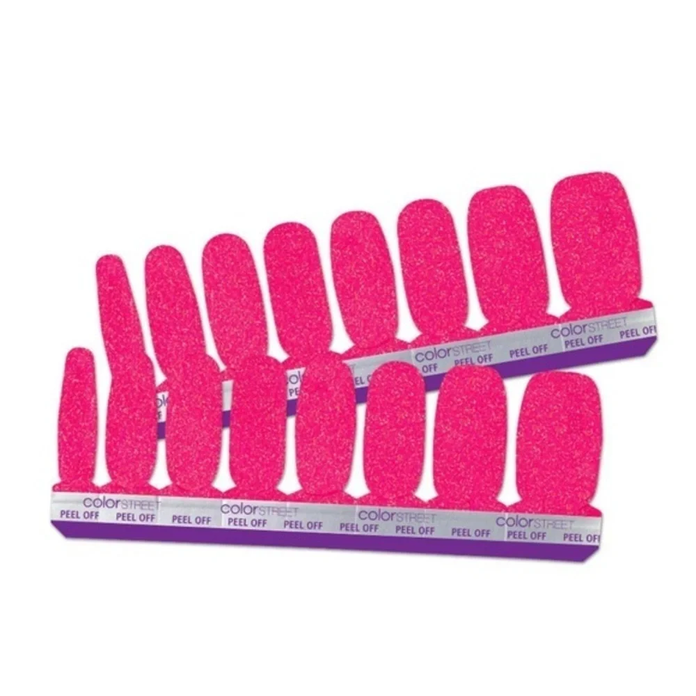 Color Street | All Fun and Fiesta, flirty magenta shade coated in pink glitter
